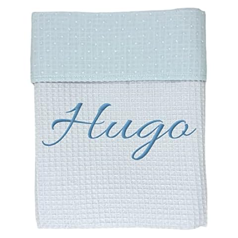 Manta Colcha de Verano Personalizada para Bebe Recien Nacido (012 Azul) Cover