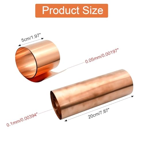 Aomhrek Kupferband Rolle, Premium Kupferblech 99,9% Reines Kupfer, Vielseitiges Kupfertuch für DIY, Handwerk, Elektronik und Industrie, Hochleitfähiges Kupferblech ((0.05mm x 50mm x 1m))