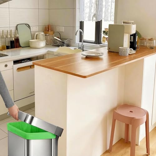 Image of 13-17 Gallon for Code Q Heavy Duty 1.2 Mil THICK Compatible with simpIehuman Code Q Trash Bags Garbage Can Liners Reinforced Drawstring Trash Bags 50 Count Green PERFECT FIT & GRAND SAVE!