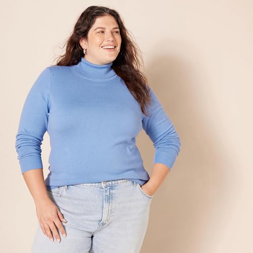 Amazon Essentials Women's Classic-Fit Lightweight Roll Neck Long-Sleeve Jumper (Available In Plus Size), Cornflower Blue, M - 6