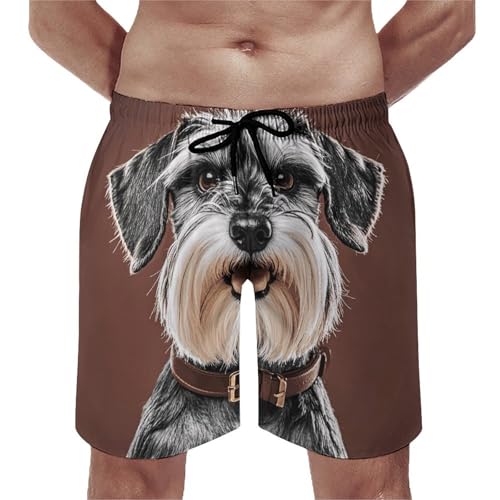 Adorable Schnauzer Mens Swim Trunks Quick Dry Hawaii Bathing Suit Board Shorts with Mesh Lining-