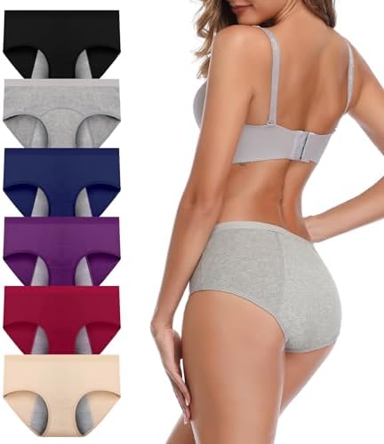 JojoQueen Period Underwear for Women Menstrual Panties Postpartum Cotton Mid Waist Easy Clean Teens Briefs