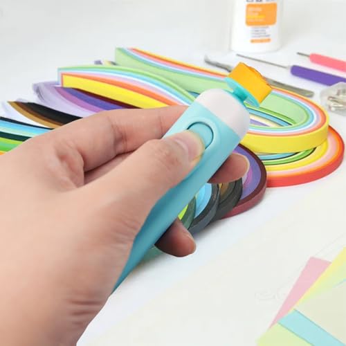 Flylin 2 Stück Elektrischer Quilling-Stift, Quilling Werkzeug Elektrisch mit Edelstahl-Kopf, Quilling Slotted Tool Pen für Allgemeine Quilling Papierstreifen und Breitere Quilling Papie(Blau+Rosa)