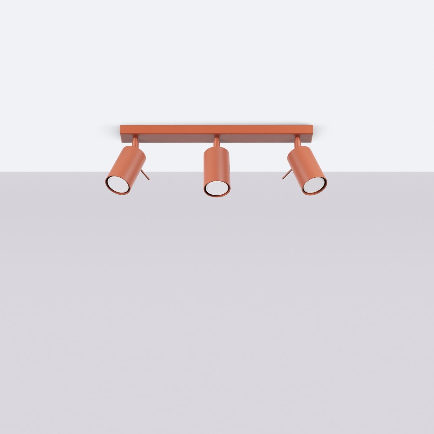 SOLLUX lighting Lampada Da Soffitto Orientabile Faretto Da Soffitto Di Acciaio 3 Paralumi 45 x 6 x 17 cm Ocra Rossa Ring