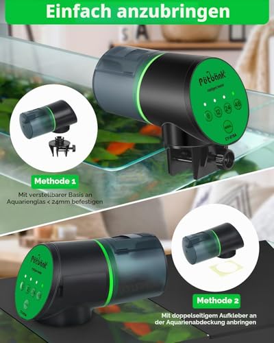 Petbank Futterautomat Aquarium, Fischfutterautomat Automatischer Fischfutterspender mit Batteriebetrieben, Fisch Futterautomaten für Aquarium Fischtank mit 2 AAA-Batterien im Lieferumfang enthalten