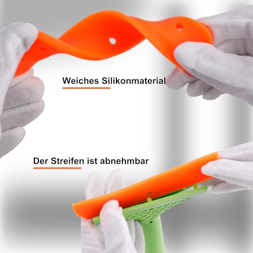 Heyu-Lotus 2 Stücke Silikon Fensterabzieher Auto Scheibenabzieher Klein Duschabzieher Fenster Abzieher für Autofenster, Spiegel, Glas, Küchen, Badezimmer(Blau+Grün)