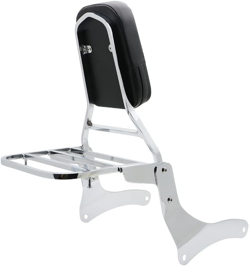 Motorcycle Accessories Sissy Bar Backrest With Luggage Rack Pad Compatible For Kawasaki Vulcan 900 VN900 Custom Classic 1996-2023 Chrome