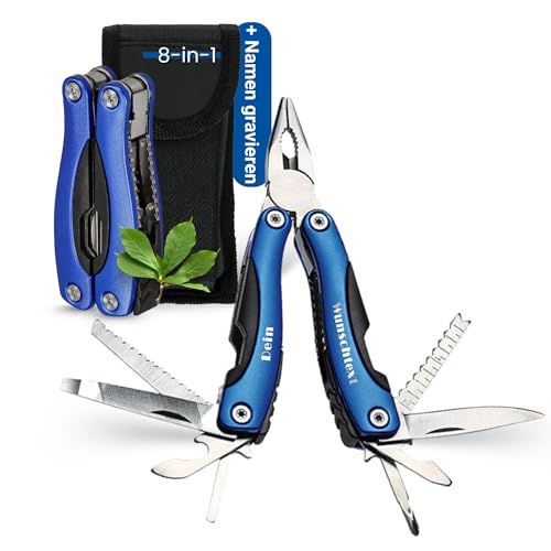 Personalisiertes Multifunktions-Taschenmesser - Weihnachtsgeschenke für Papa, Freund & Partner - Gadgets für Männer als Geschenkidee - 8in1 Edelstahl Multitool Klappmesser