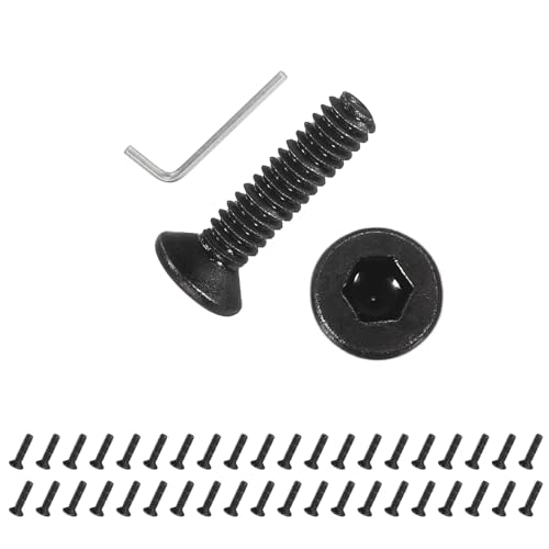 PATIKIL M2x8 mm Flat Head Socket Cap Screws, 100 Pcs Carbon Steel Flat Countersunk Bolts Hex Socket Drive Machine Screws Full Thread Grade 10.9 for Machinery Industries, Black