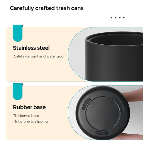 Image of 2.1 Gallon /8L Bathroom Trash Can, Small Garbage Can, Open Top, Modern Waste Basket, for Bedroom, Hotel Toilet, Kitchen, Office (Black)