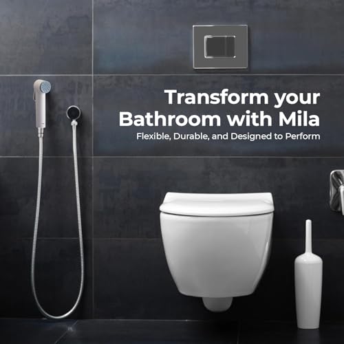 Image of Mila Health Faucet Snowdrift | ABS White Handheld Bidet Spray| with 1.2m SS304 Hose Pipe | Modern Jet Spray for Toilet Hygiene | Anti-Slip Grip, Leak-Free, Easy Install | Bathroom Fitting