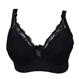 BaronHong Soutien-Gorge Bralette pour Faux Seins Mastectomie Seins en Mésanges en Sein Voir Voir À Travers Floral Dentelle (Noir, 38/85)