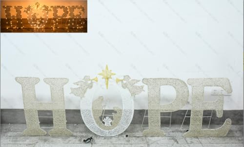 Lighted Christmas Hope Sign Decoration, Nativity Scene with Angels and Star