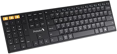 ProtoArc 2.4G Wireless Left-Handed Keyboard, XK21 Bluetooth Ultra-Thin Keyboard, Rechargeable Silent Keyboard with Three Multi-Device, Windows/Mac/Android, Black