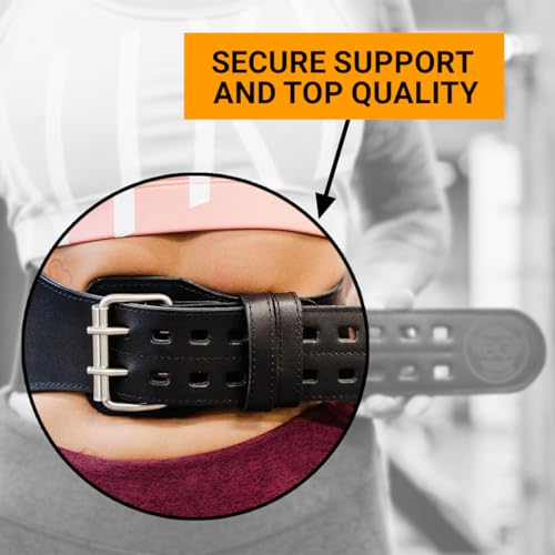 WARM BODY COLD MIND Weight Lifting Belt - 100% Leer/10cm - Gewichthefriem voor Olympische Gewichtheffen Bodybuilding Gym Powerlifting Deadlift Training, Fitness (Zwart, S (72-88cm)) - Afbeelding 3