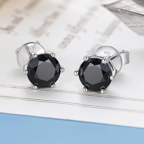 Black Moissanite Stud Earrings, Momentwish 2Carat Moissanite Black Earrings For Men, D Color Vvs1 Simulated Black Diamond 925 Sterling Silver Solitaire Earrings #TOP7