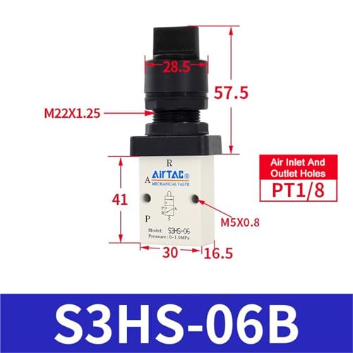 Vanne commande pneumatique S3HS-06B type levier M5 06 08