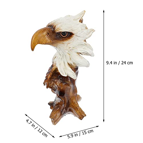 IMIKEYA Cabeça de Águia Careca Busto Estátua Vintage Eagle Head Resina Estátua Simulação Madeira Bas