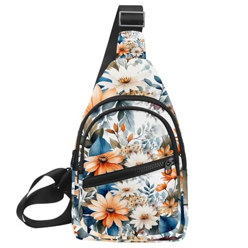 Mochila cruzada para viajes y deportes al aire libre con motivos de hojas verdes