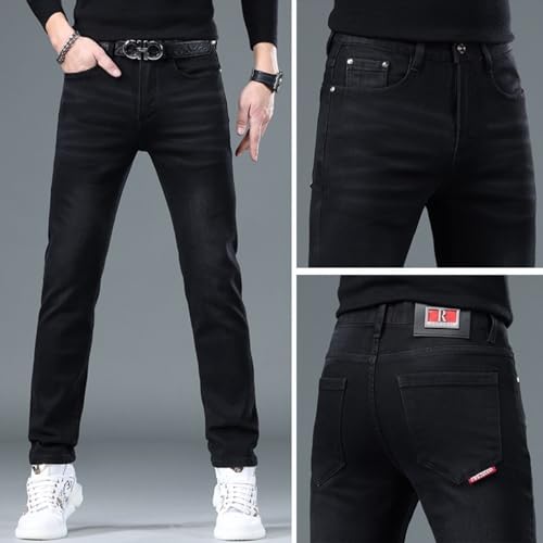 Jeans Pants Trousers Denim Men's Black Minimalist Slim Fit Small Leg Spring and Autumn Casual Elastic Long3