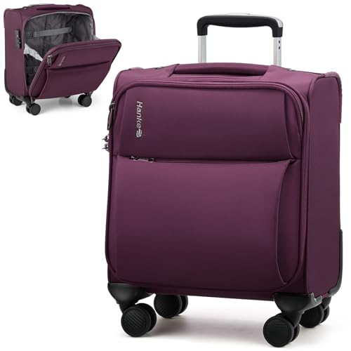 Hanke 16 Inch Underseat Carry On Luggage with Spinner Wheels for Airline, Small Softside TSA Approved Luggage Lightweight Rolling Suitcases Under Seat Personal Item Travel Carry-On Bag(Purple) by Hanke - Used condition - CA$65.59