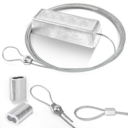 gjkldcvb Zinc Anode for Boat Lifts, Sacrificial Boat Zinc Anode for Dock Protection, 2.2lb Anti-Electrolysis Zinc Anode for Saltwater Pool with 3 Crimps Accessories & 10 FT 316. Stainless Steel Cable