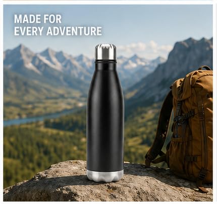Image of CLASSIC ESSENTIALS Insulated Double Wall Vacuum Stainless Steel Water Bottle 24 Hours Hot and Cold,BIS Approved,100% Leakproof Lid,Sweat Proof Water Bottles, Great for Travel Picnic (Black-1000ml)