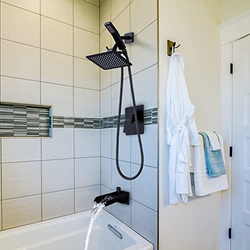All Metal Shower Faucet Set with Tub Spout, 8 Inches Rain and Handheld Combo,3 Way Diverter and Hose Complete, Shower Mixer Valve and Trim Kit Included by G-Promise - Used condition - Image 2