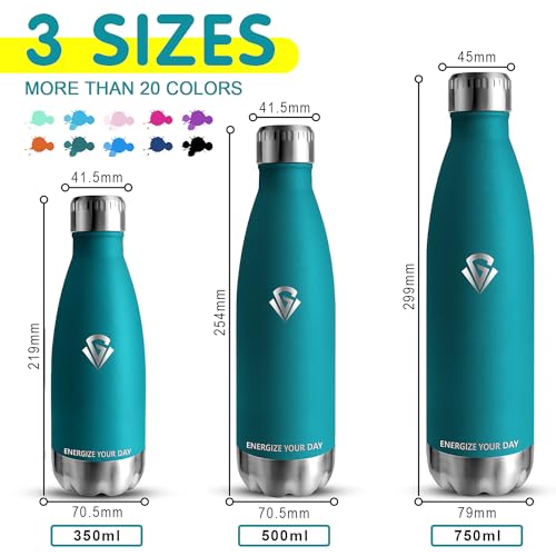 Grsta Borraccia Termica - 500ml - Borraccia Acciaio Inox Senza Perdite, Bottiglia Termica, Senza BPA, Borraccia Palestra Mezzo - Mantiene Caldo per 12 Ore/Freddo 24 Ore - Immagine 3