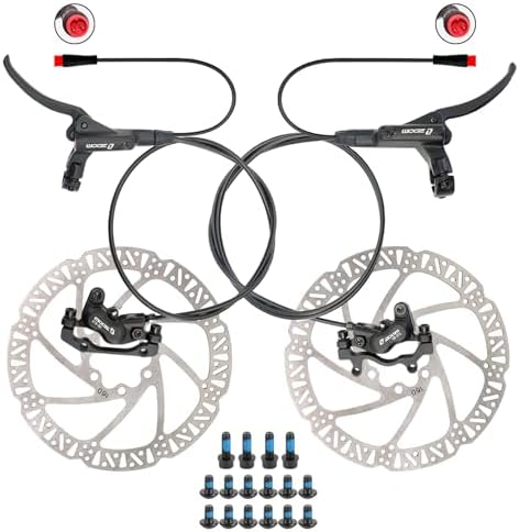 JFOYH Zoom HB876e Hydraulisches eBike Bremsen-Upgrade Kit – 4-Kolben Bremssättel, 2/3 PIN Power-Off Sensor, Vorgefüllt mit Mineralöl, 160 mm Bremsscheiben