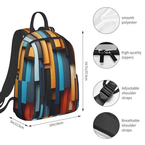 Backpack 14.7 inch Lightweight Large Bookbag Stripe arrangement Daypack for Travel Office Work2