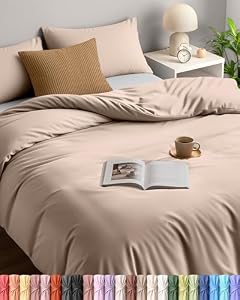 Utopia Bedding Dekbedovertrek 200x200 cm + 2 Kussenslopen 50x75 cm, Beige