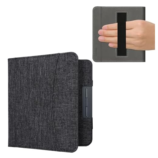 kwmobile Flip skal kompatibel med Kobo Libra H2O – främre fack handrem – mörkgrå