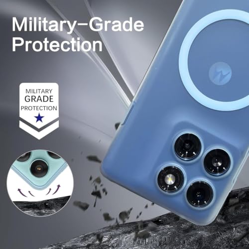Image of DIZORO Matte Case for Motorola Edge 60 Fusion Compatible with MagSafe, Camera Lens Full Protection, Shockproof Translucent Frosted TPU Soft Phone Cover, Anti-Fingerprint (Sky)