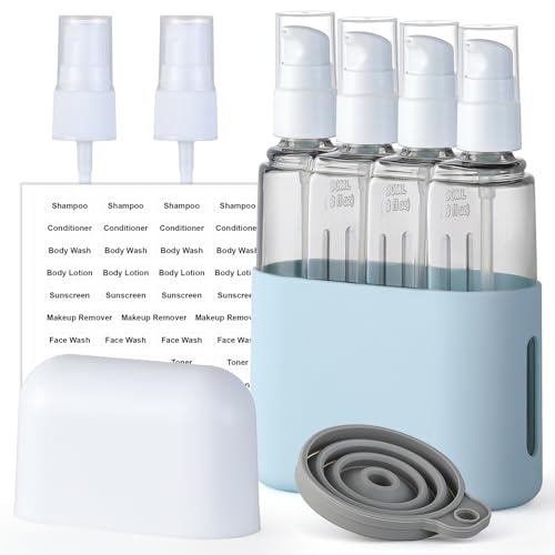 3oz Travel Bottles Set, Tsa Approved Portable Travel Containers for Shampoo Liquid With Labels, Containers Dispenser Set - Blue