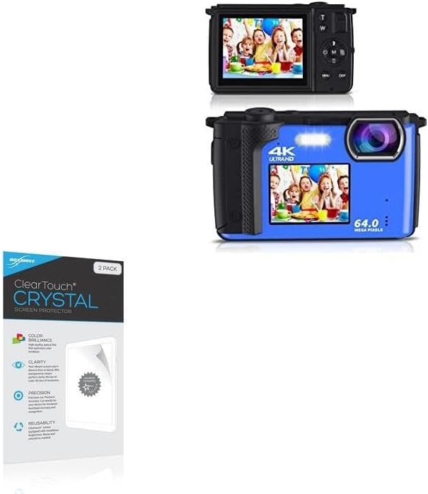 BoxWaveScreen Protector Compatible with Saneen Digital Camera 4K 64MP - ClearTouch Crystal (2-Pack), HD Film Skin - Shields from Scratches