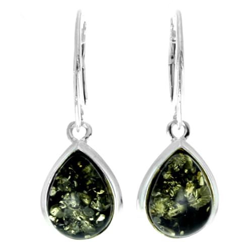 Boucles d'oreilles pendantes ambre Baltique argent 925 femme - Bijoux ambre 8233