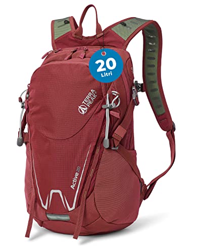 Terra Peak® Zaino da Trekking 20 litri uomo donna rosso ACTIVE 20 PICCOLO - Zaino da escursionismo, viaggio sportivo e montagna da esterno ergonomico e impermeabile per Hiking e escursioni traspirante