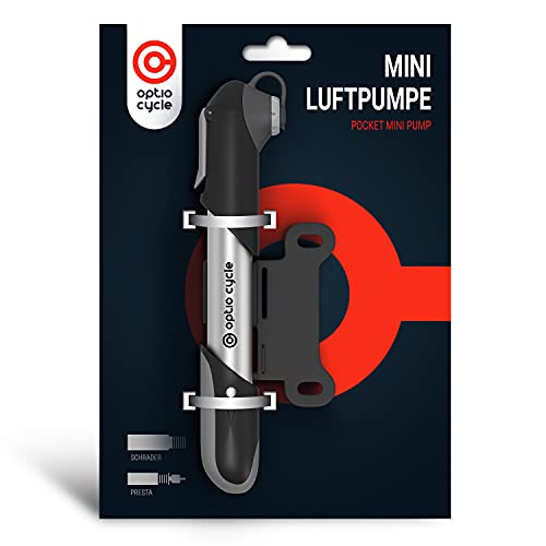 Optio Cycle Mini Fahrradpumpe Alle Ventile-Universal Fahrrad Pumpe Luft-Bike Pump Perfekt für Fahrradpumpe Französische Ventile-Mini Luftpumpe Fahrrad