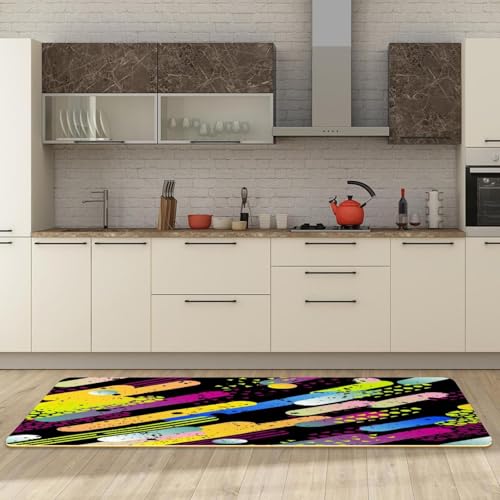 Tapete de cocina de 2 piezas lavable con triángulo geométrico VAPOKF 3