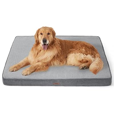Lesure Dog Bed Large Washable - Memory Foam Dog Bed Mattress for Crate, Orthopedic Flat Bed with Removable Waterproof Cover, Grey, 89x56x8cm