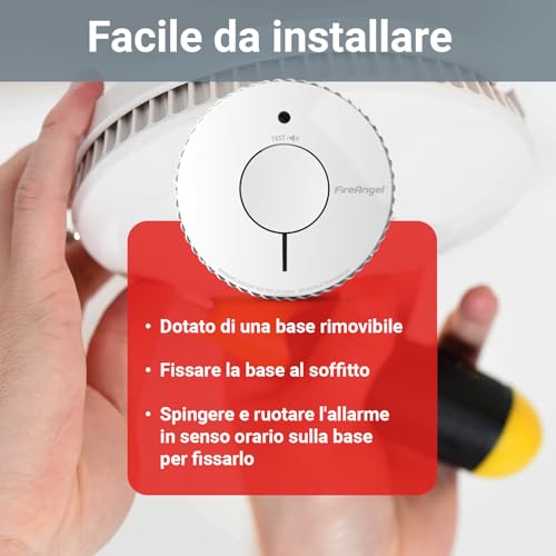 Fireangel Rilevatore Fumo Ottico Q-Label - Allarme Antincendio Con Batteria Da 10 Anni Per Casa, Pulsante Test/Silenzioso - Sostituto Modelli ST-622/ST-620 - Sensore Fumo Precoce - Bianco - 6