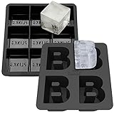 DRINKSPLINKS B Ice Tray and Mega Cube Mold - B Ice Maker Mold - Silicone Bourbon Ice Cube Tray with