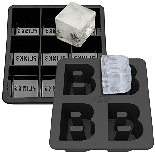 Drinksplinks B Ice Tray And Mega Cube Mold - B Ice Maker Mold - Silicone Bourbon Ice Cube Tray With Letter B Shaped Ice Cubes - Large Initial B For Cocktail Glasses - Monogram B Reusable Tray For Free #TOP16