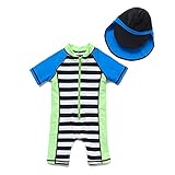 Product Image of the upandfast Kids One Piece Zip Sunsuit with Sun Hat UPF 50+ Sun Protection Baby...