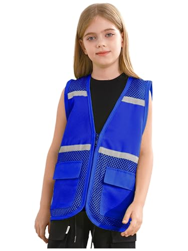 LiiYii - Chaleco de seguridad para niños, color amarillo personalizable, hueco de malla Patchwork, chaleco de alta visibilidad para niña, chaleco de seguridad para niños, chaleco fluorescente de