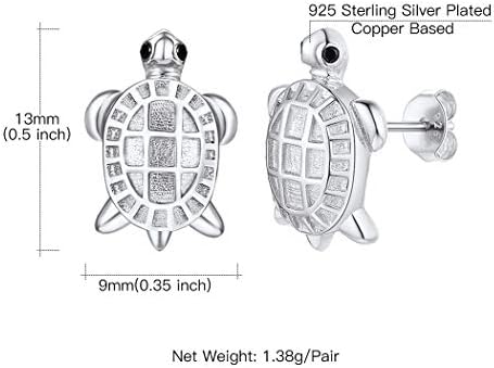 925 Sterling Silver Blue Opal Sea Turtle Necklace Earrings for Women Girls, 18K Gold/Platinum Plated Rainbow Topaz Tortoise Charm with Chain, Summer Beach Jewlery with Gift Box