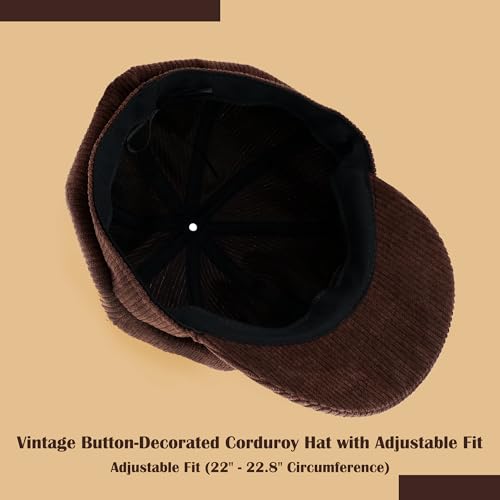 Gorro Boina Marrón para Mujer Vintage de Pana miniatura 5