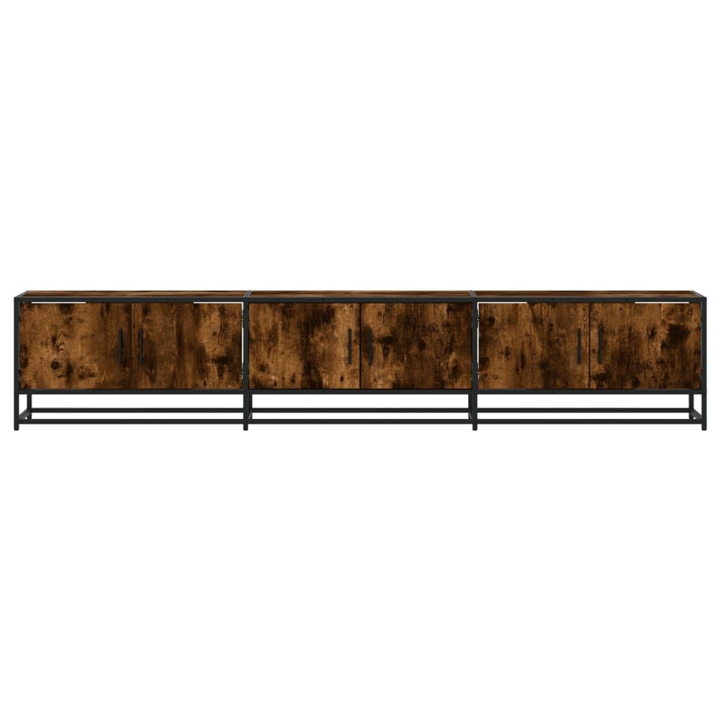 TV-Schrank Räuchereiche 210x35x41 cm, Holzwerkstoff, Metallgestell, Modernes Media-Center für Wohnzimmer, Schlafzimmer, Stauraum, Stabil