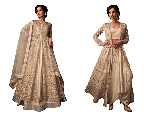 Robe de soirée indienne en filet R20 beige taille 3XL confortable